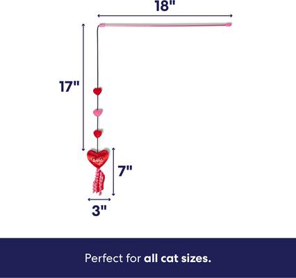 Show full view: Frisco Valentine Hearts Teaser Wand Cat Toy with Silvervine & Catnip slide 2 of 8