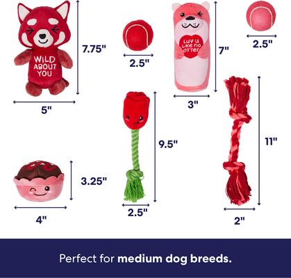 Show full view: Frisco Valentine Love Basket Variety Pack Dog Toy, Medium, 7 count slide 4 of 10