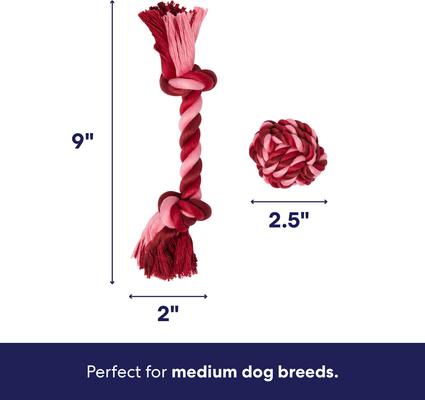 Show full view: Frisco Valentine Double Knot & Rope Ball Dog Toy, Medium, 2 count slide 3 of 8