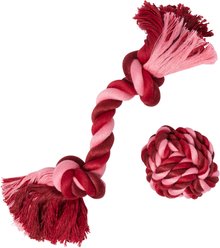 Frisco Valentine Double Knot & Rope Ball Dog Toy, Medium, 2 count