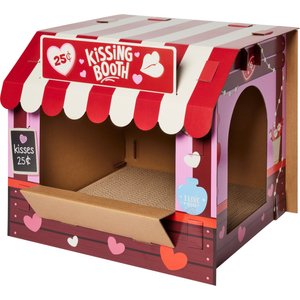 Frisco Valentine Kissing Booth Cardboard Cat House with Catnip