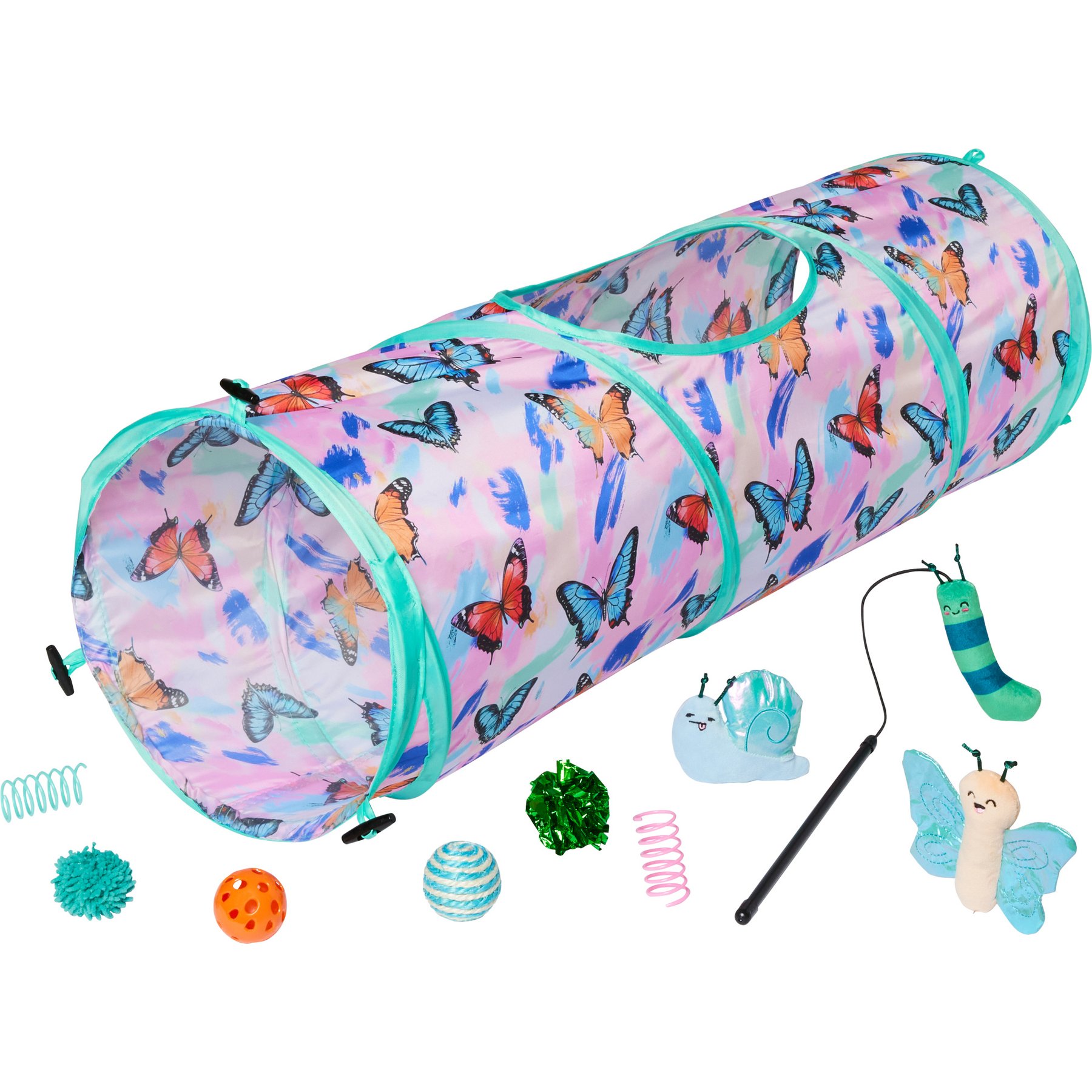 Frisco Garden Ball Plush Tunnel Variety Pack Cat Toy with Silvervine & Catnip, 10 count