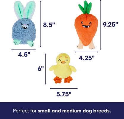 Show full view: Frisco Easter Monsters Squeaky Plush Dog Toy, Small/Medium, 3 count slide 2 of 8