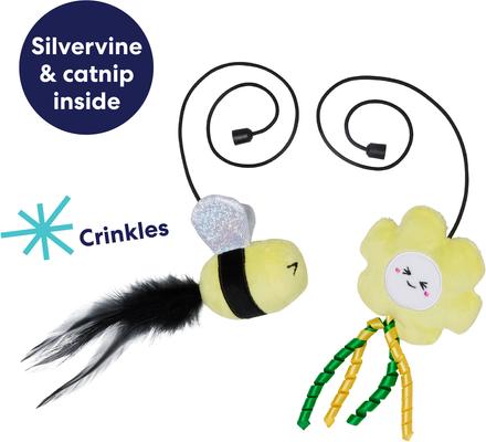Show full view: Frisco Easter Spring Bee & Flower Interchangeable Teaser Wand Plush Cat Toy with Silvervine & Catnip slide 3 of 8