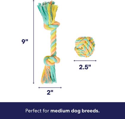 Show full view: Frisco Easter Double Knot & Rope Ball Dog Toy, Medium, 2 count slide 2 of 7