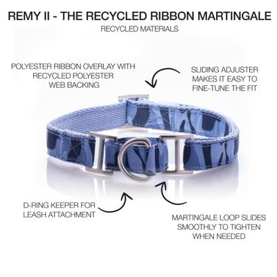 Show full view: Pet Passion Remy II Ribbon Camo Pattern Martingale Dog Collar, Navy, Large: 15 to 18-in neck, 1-in wide slide 2 of 5