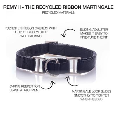 Show full view: Pet Passion Remy II Ribbon Martingale Dog Collar, Black, Large: 15 to 18-in neck, 1-in wide slide 2 of 5