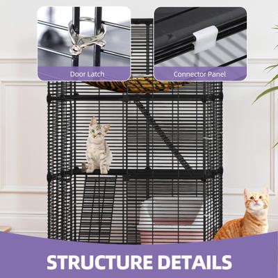 Show full view: Yitahome Cage Enclosures Cat Exercise Pen Kennel with Extra Large Hammock, Black slide 4 of 7