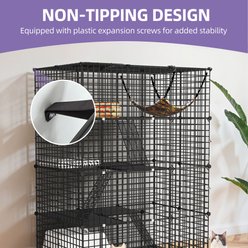 Yitahome 4-Tier Indoor Cage, Enclosure Large Metal Wire Cat Kennel DIY Playpen with Hammock, Black slide 2 of 7