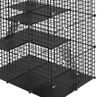 Show full view: Yitahome 4-Tier Indoor Cage, Enclosure Large Metal Wire Cat Kennel DIY Playpen with Hammock, Black slide 7 of 7