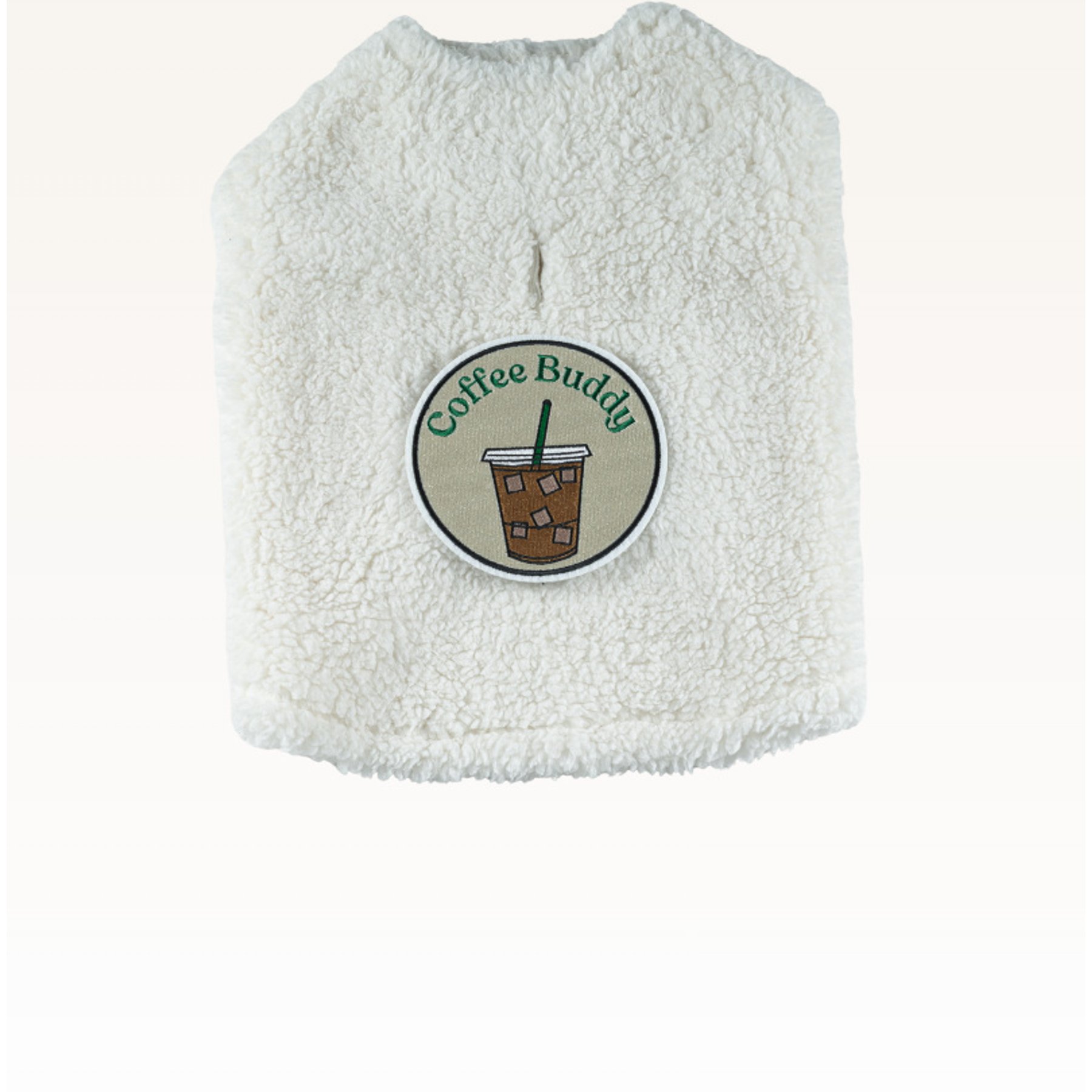 Jill Martin Solid Coffee Buddy Sherpa Dog Sweater, Ivory, X- Small