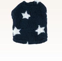 Jill Martin Solid Navy-Star Sherpa Dog Sweater, Small