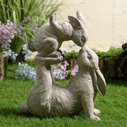 Hi-Line Gift Mom & Baby Rabbits Garden Statue, 14.6-in
