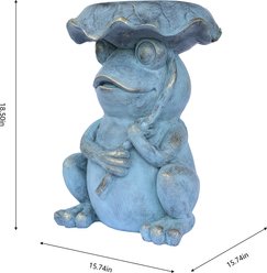 Hi-Line Gift Frog Garden Statue Plant Stand with Solar Light, 18.5-in slide 2 of 9