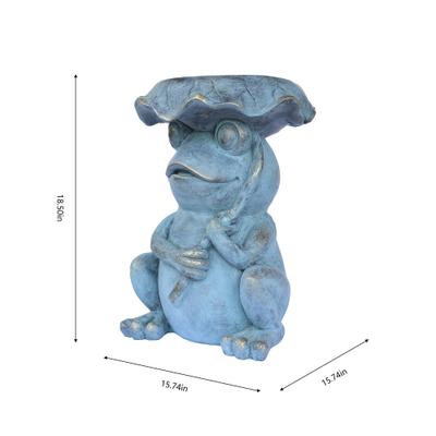 Show full view: Hi-Line Gift Frog Garden Statue Plant Stand with Solar Light, 18.5-in slide 7 of 9