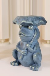 Hi-Line Gift Frog Garden Statue Plant Stand with Solar Light, 18.5-in