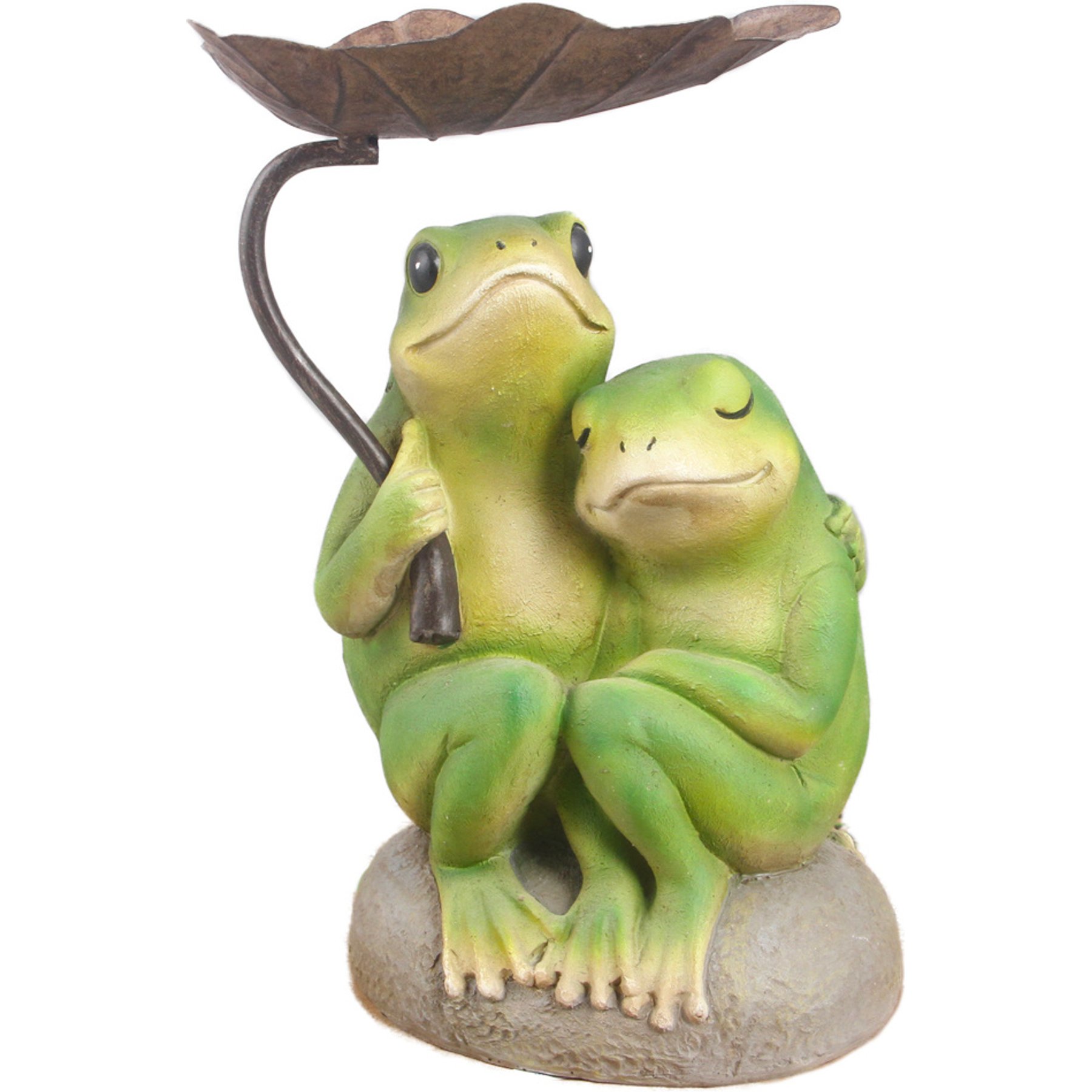 Hi-Line Gift Frog Couple Under Umbrella Statue, 11-in