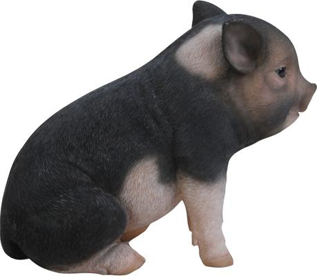 Show full view: Hi-Line Gift Sitting Baby Pig Statue, Pink & Dark Brown, 6-in slide 3 of 8