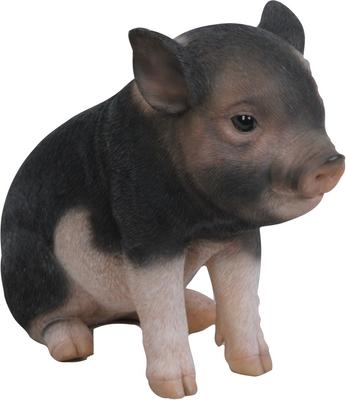 Show full view: Hi-Line Gift Sitting Baby Pig Statue, Pink & Dark Brown, 6-in slide 5 of 8