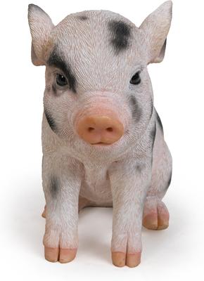Show full view: Hi-Line Gift Sitting Baby Pig Statue, Pink & Black, 6-in slide 2 of 8