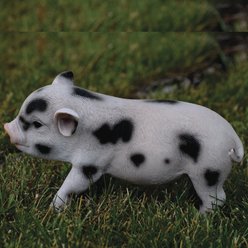 Hi-Line Gift Standing Baby Pig Statue, Pink & Black, 5-in