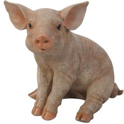 Hi-Line Gift Sitting Pig Statue, Pink, 9-in