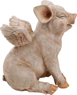 Show full view: Hi-Line Gift Smiling Pig with Wings Sitting Statue, 16.65-in slide 4 of 10