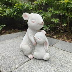 Hi-Line Gift Mother & Baby Rabbit Statue, 7.87-in