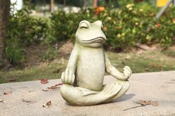 Hi-Line Gift Frog Sitting in Lotus Position Statue, 12.25-in