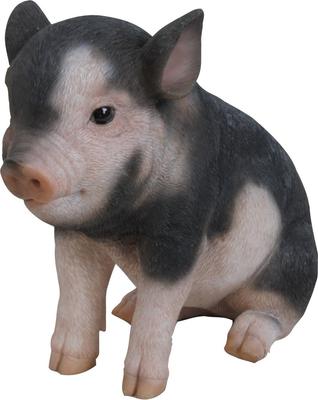 Show full view: Hi-Line Gift Sitting Baby Pig Statue, Pink & Dark Brown, 6-in slide 2 of 8
