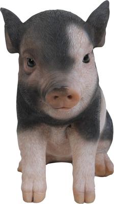 Show full view: Hi-Line Gift Sitting Baby Pig Statue, Pink & Dark Brown, 6-in slide 4 of 8
