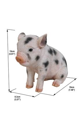 Show full view: Hi-Line Gift Sitting Baby Pig Statue, Pink & Black, 6-in slide 6 of 8