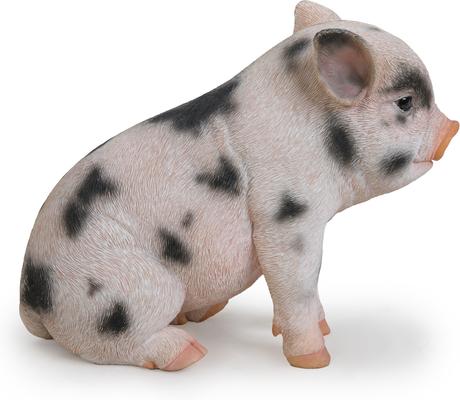 Show full view: Hi-Line Gift Sitting Baby Pig Statue, Pink & Black, 6-in slide 3 of 8