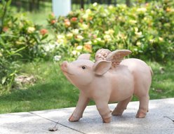 Hi-Line Gift Pig with Wings Walking Statue, 8.5-in