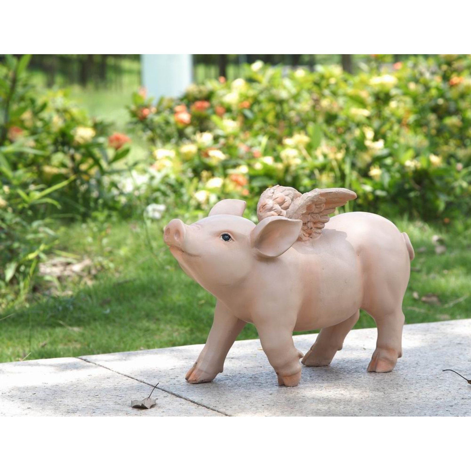 Hi-Line Gift Pig with Wings Walking Statue, 8.5-in