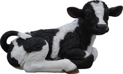 Hi-Line Gift Cow Laying Down Statue, Black & White, 11-in