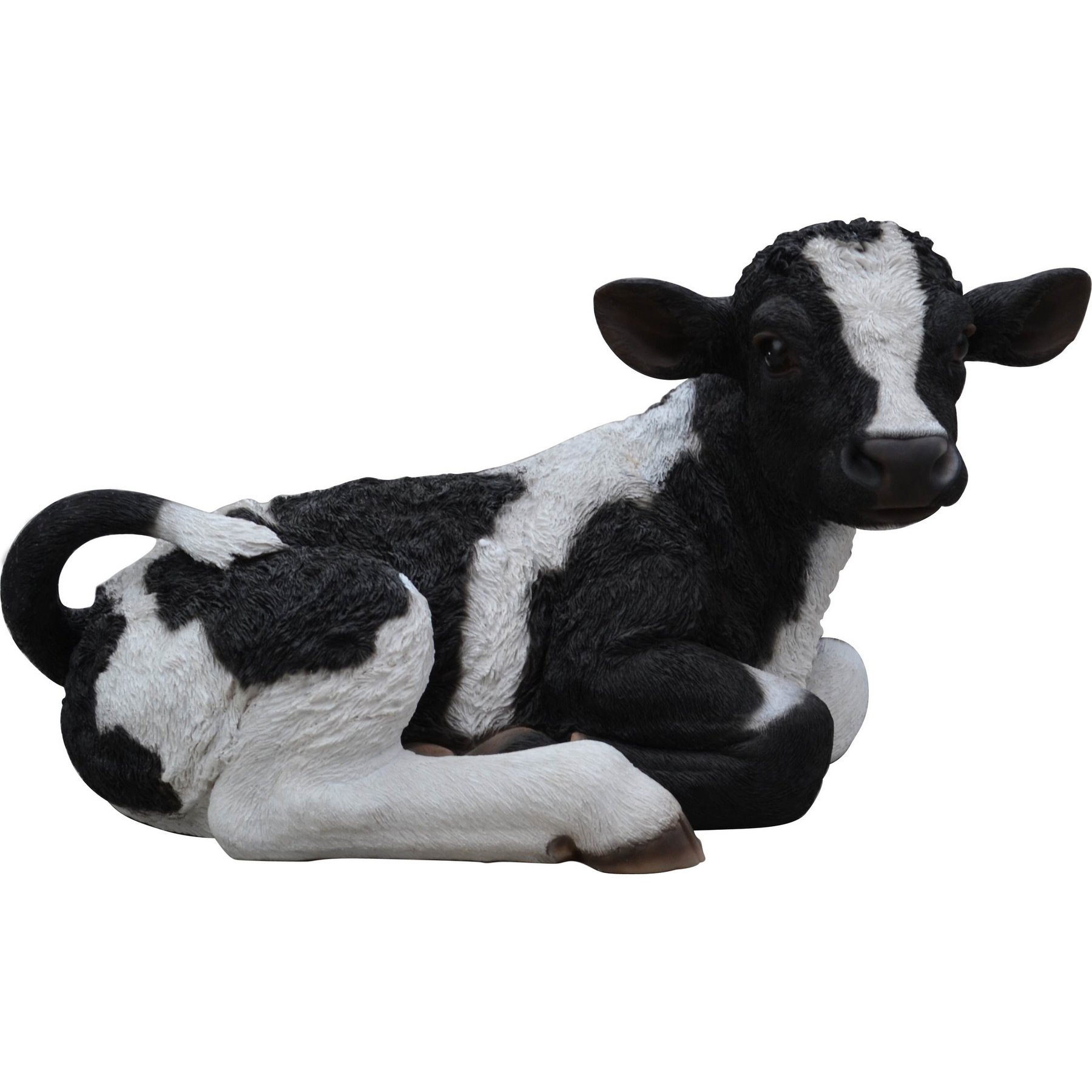 Hi-Line Gift Cow Laying Down Statue, Black & White, 11-in