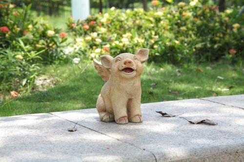 Show full view: Hi-Line Gift Laughing Pig with Wings Sitting Statue, 8.87-in slide 2 of 9