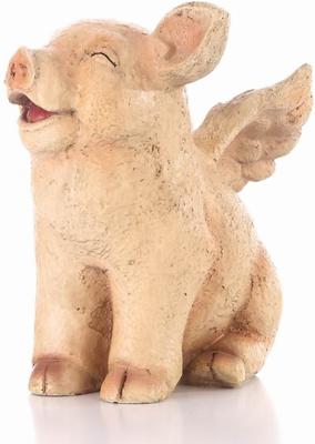 Show full view: Hi-Line Gift Laughing Pig with Wings Sitting Statue, 8.87-in slide 4 of 9