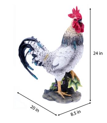 Show full view: Hi-Line Gift Black & White Rooster Statue, 24-in slide 5 of 5