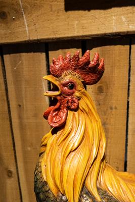 Show full view: Hi-Line Gift Rooster on a Wood Barrel Statue, 22.44-in slide 6 of 8