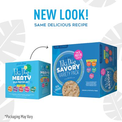 Show full view: Tiki Dog Savory Variety Pack Grain-Free Wet Dog Food, 3-oz cup, case of 10 slide 3 of 11