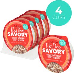 Tiki Dog Savory Chicken with Beef Recipe in Broth Grain-Free Wet Dog Food, 3-oz cup, case of 4 slide 2 of 7