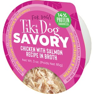 Tiki Dog Savory Chicken with Salmon Recipe in Broth Grain-Free Wet Dog Food, 3-oz cup, case of 4