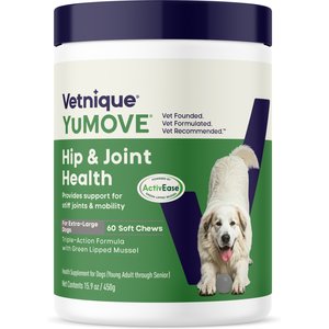 Vetnique Labs YuMOVE Mobility Hip & Joint Care Soft Chew Supplement for Large & Giant Dogs, 60 count