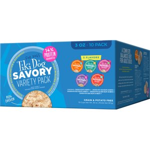 Tiki Dog Savory Variety Pack Grain-Free Wet Dog Food, 3-oz cup, case of 10