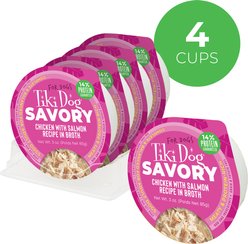 Tiki Dog Savory Chicken with Salmon Recipe in Broth Grain-Free Wet Dog Food, 3-oz cup, case of 4 slide 2 of 7