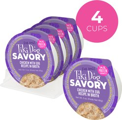 Tiki Dog Savory Chicken with Egg Recipe in Broth Grain-Free Wet Dog Food, 3-oz cup, case of 4 slide 2 of 7