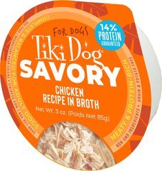 Tiki Dog Savory Chicken Recipe in Broth Grain-Free Wet Dog Food, 3-oz cup, case of 4