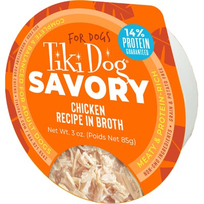 Tiki Dog Tiki Dog Savory Chicken Recipe in Broth Grain-Free Wet Dog Food, 3-oz cup, case of 4